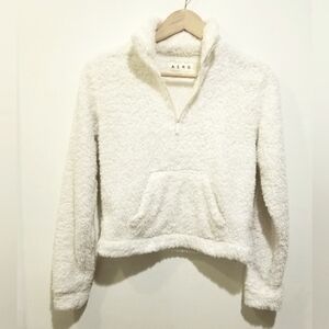 Aero Women's Plush Pullover Half Zip Sherpa Teddy Fleece Sweater XS Pouch